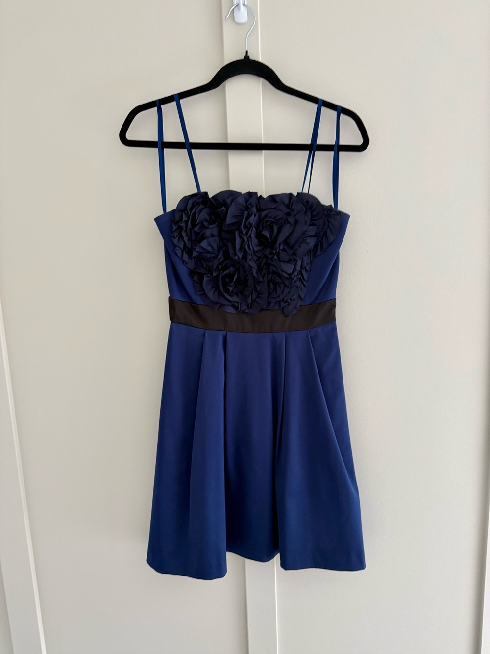 Max & Cleo Strapless Blue Floral Bodice Party Dress